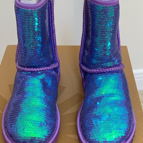 UGG SPARKLES SHORT BOOT PURPLE SIZE 5 - Picture 3 of 11